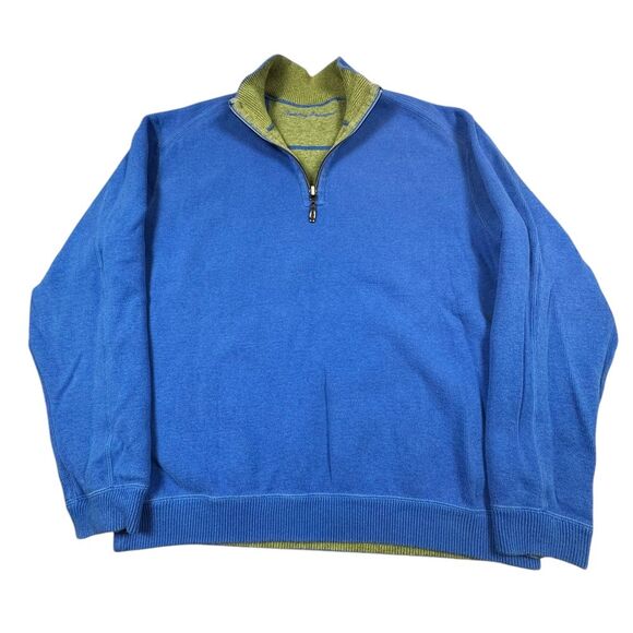 Tommy Bahama Sweater 1/4 Zip Reversible Contrast Stitch Outdoor Activewear - Picture 9 of 12